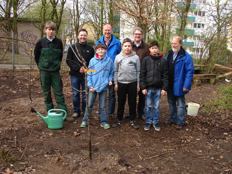 Neue Apfelbäume im Schulgarten der Fritz-Steinhoff-Gesamtschule